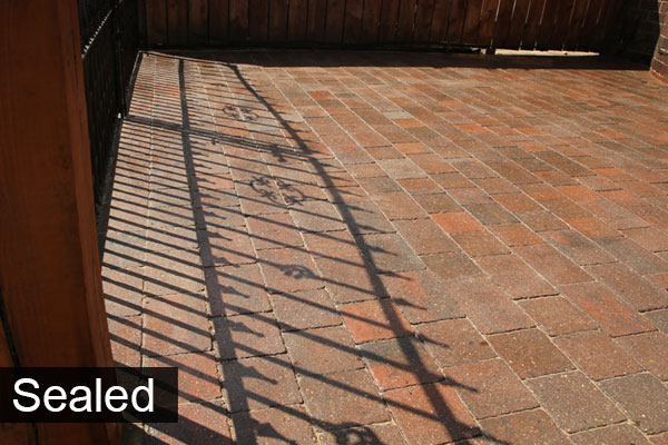 Block paving after applying a protective seal.