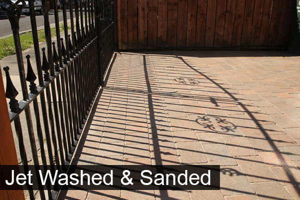 Block paving after jet washing and brushed with kiln dry sand.